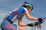 Agnes Naumann beim ersten Anstieg schon in Front