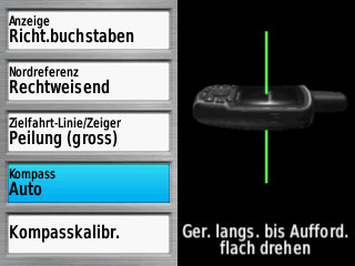 Richtung Einstellungen GPSmap 64s